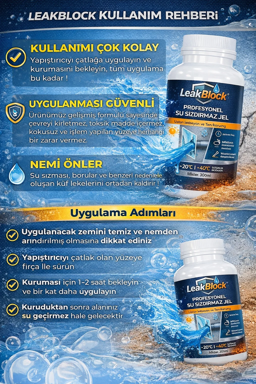 Leak Block - Su Sızdırmaz Jel görsel 7
